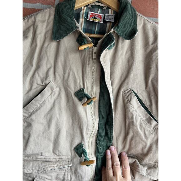 VTG 90s Mickey Inc Kids size L 8/10 Winnie Pooh Khaki Flannel Button Up Jacket - Picture 12 of 14